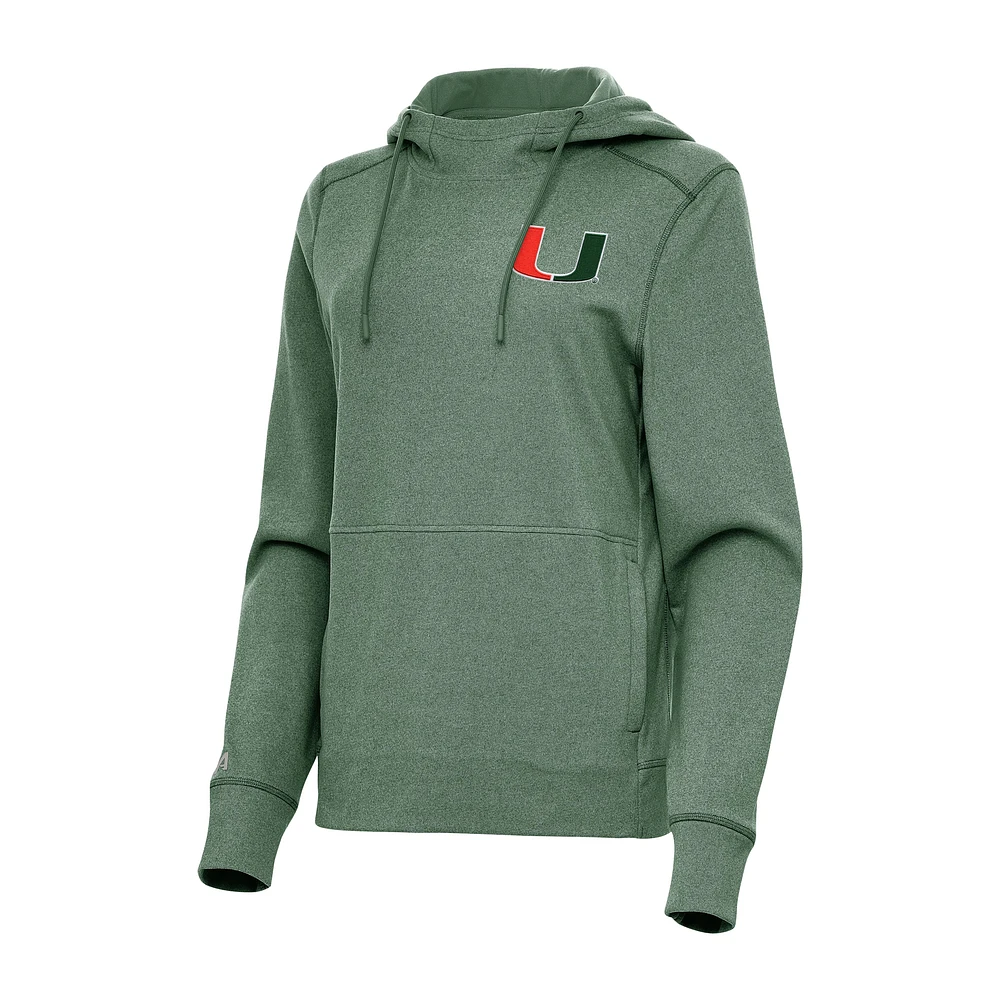 Women's Antigua Hunter Green Miami Hurricanes Justice Pullover Hoodie