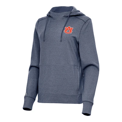 Women's Antigua Heather Navy Auburn Tigers Justice Pullover Hoodie