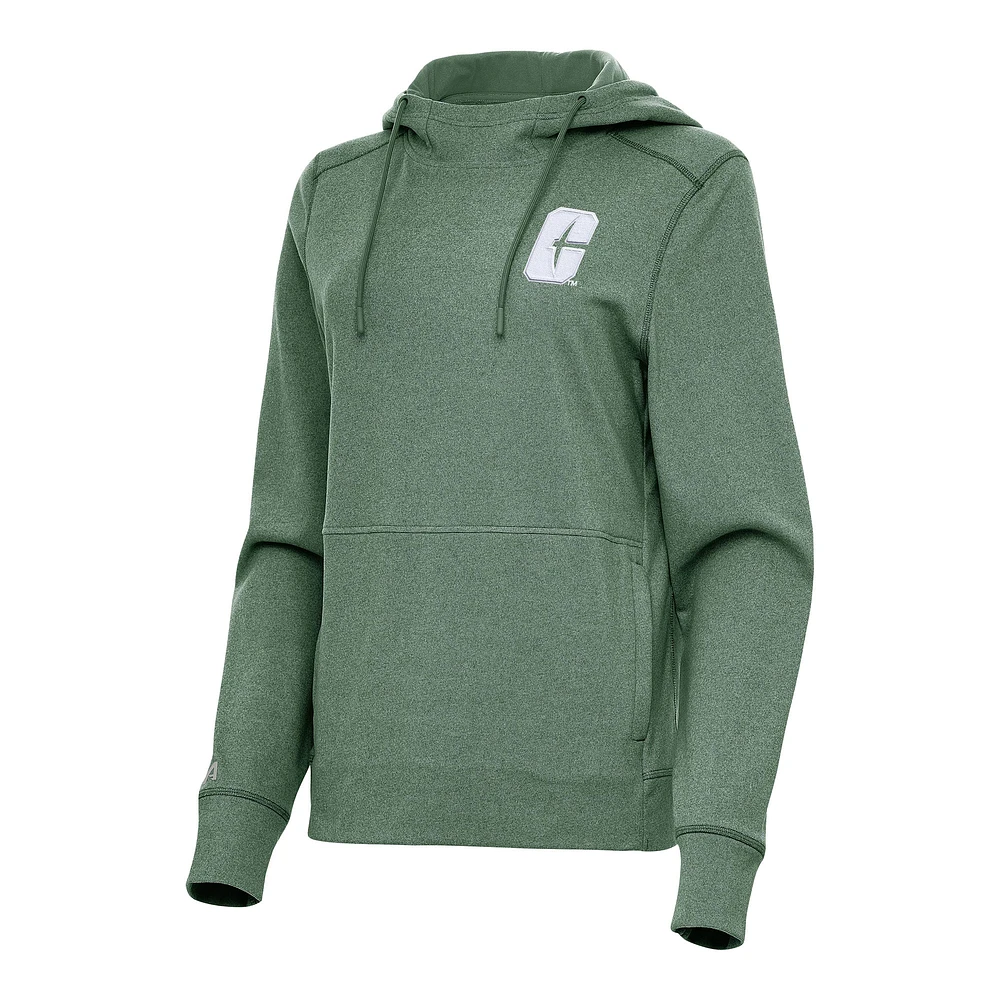 Women's Antigua Hunter Green Charlotte 49ers Justice Pullover Hoodie