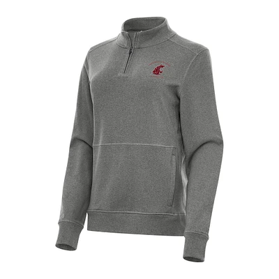Women's Antigua Heather Black Washington State Cougars Crush Quarter-Zip Fleece Sweatshirt