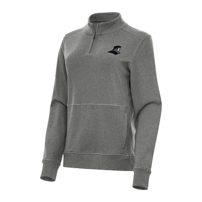 Women's Antigua Heather Black Providence Friars Crush Quarter-Zip Fleece Sweatshirt