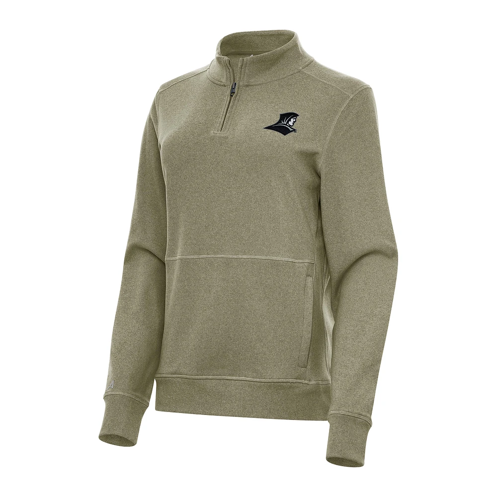 Women's Antigua Olive Providence Friars Crush Quarter-Zip Fleece Sweatshirt