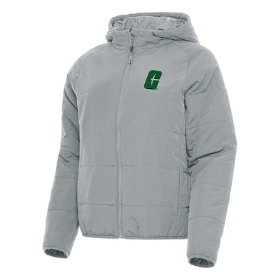 Women's Antigua Gray Charlotte 49ers Universe Full-Zip Puffer Jacket