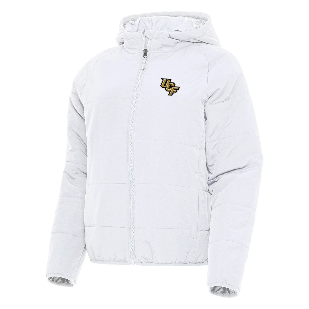 Women's Antigua White UCF Knights Universe Full-Zip Puffer Jacket