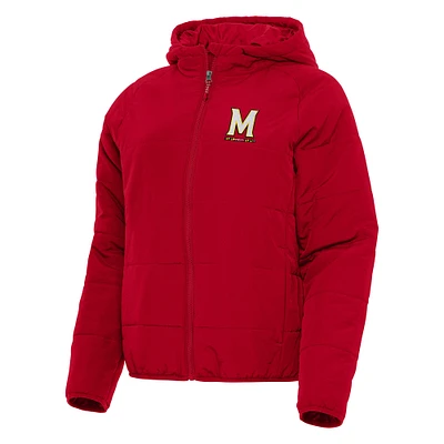Women's Antigua Red Maryland Terrapins Universe Full-Zip Puffer Jacket