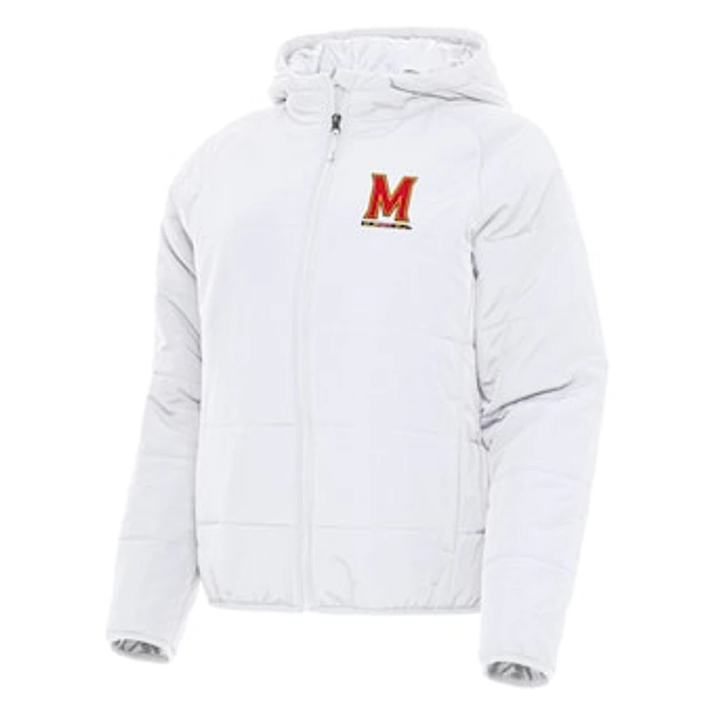 Women's Antigua White Maryland Terrapins Universe Full-Zip Puffer Jacket