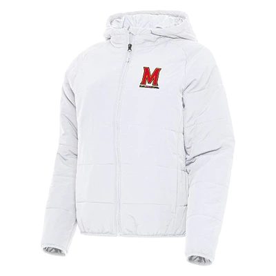 Women's Antigua White Maryland Terrapins Universe Full-Zip Puffer Jacket