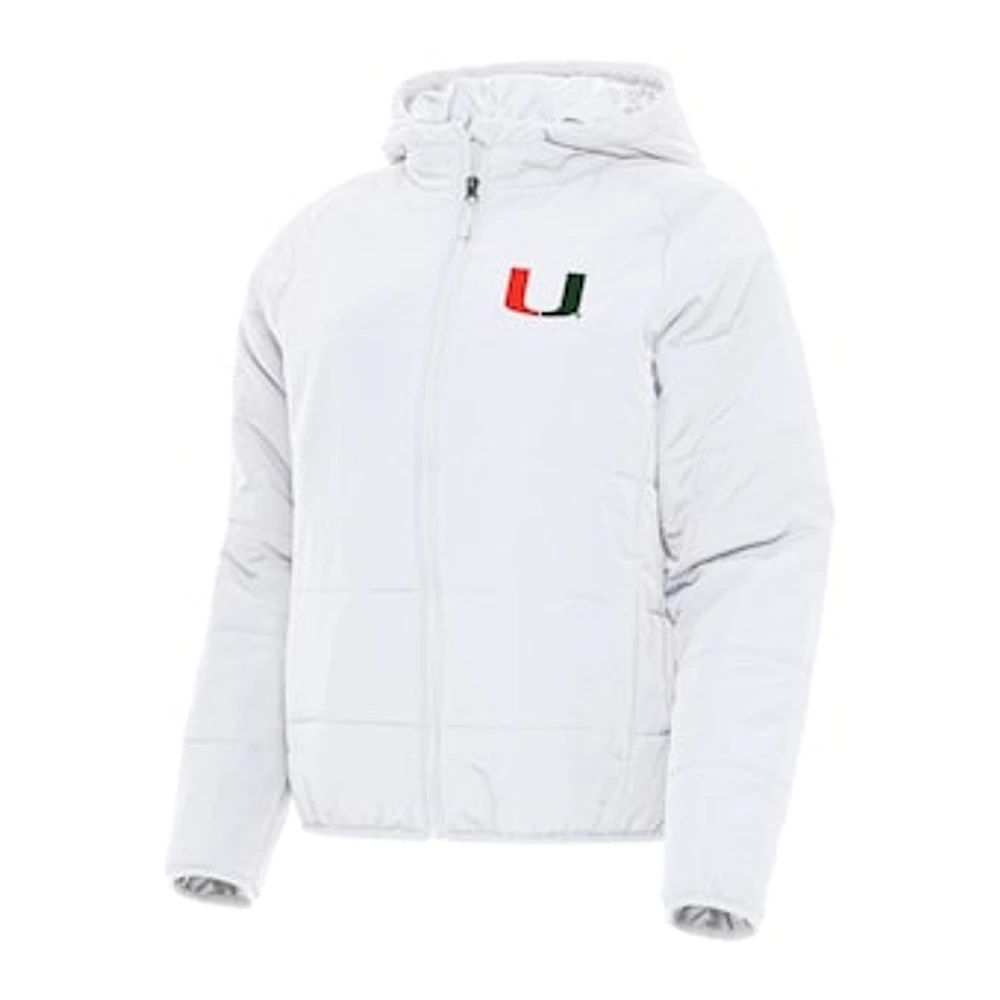 Women's Antigua White Miami Hurricanes Universe Full-Zip Puffer Jacket