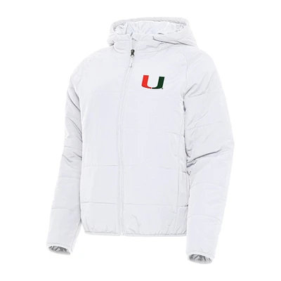 Women's Antigua White Miami Hurricanes Universe Full-Zip Puffer Jacket