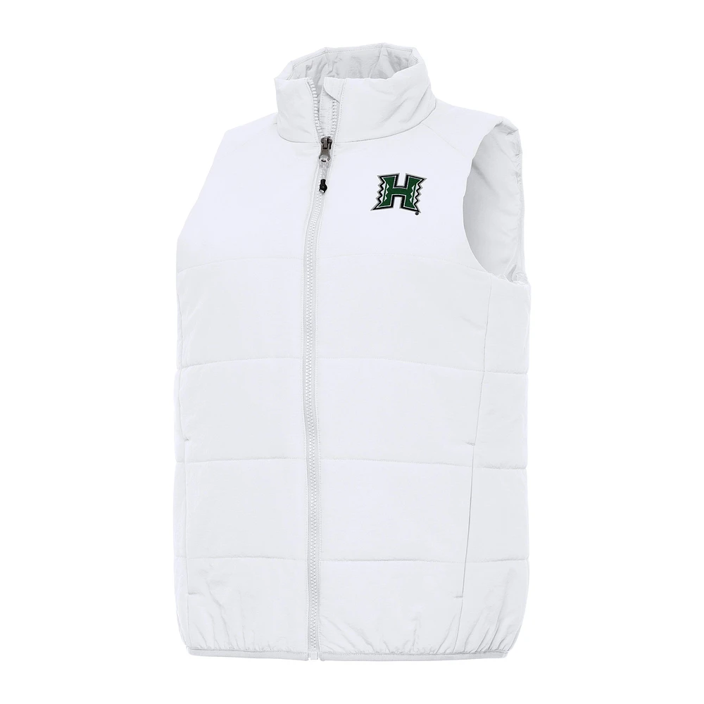 Women's Antigua White Hawaii Rainbow Warriors Experience Full-Zip Vest
