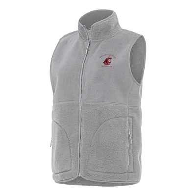 Women's Antigua Gray Washington State Cougars Nostalgic Full-Zip Vest