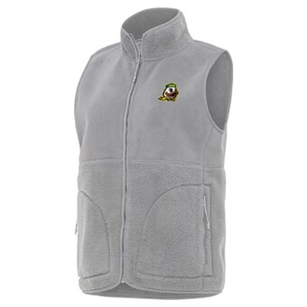 Women's Antigua Gray Oregon Ducks Nostalgic Full-Zip Vest