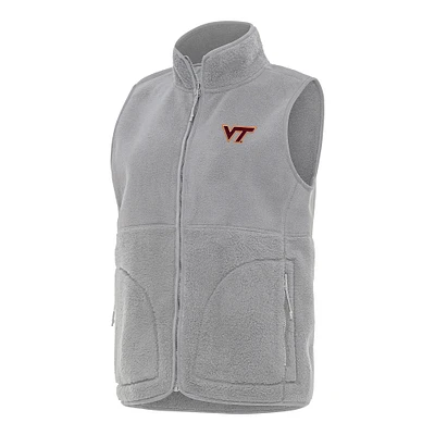 Women's Antigua Gray Virginia Tech Hokies Nostalgic Full-Zip Vest