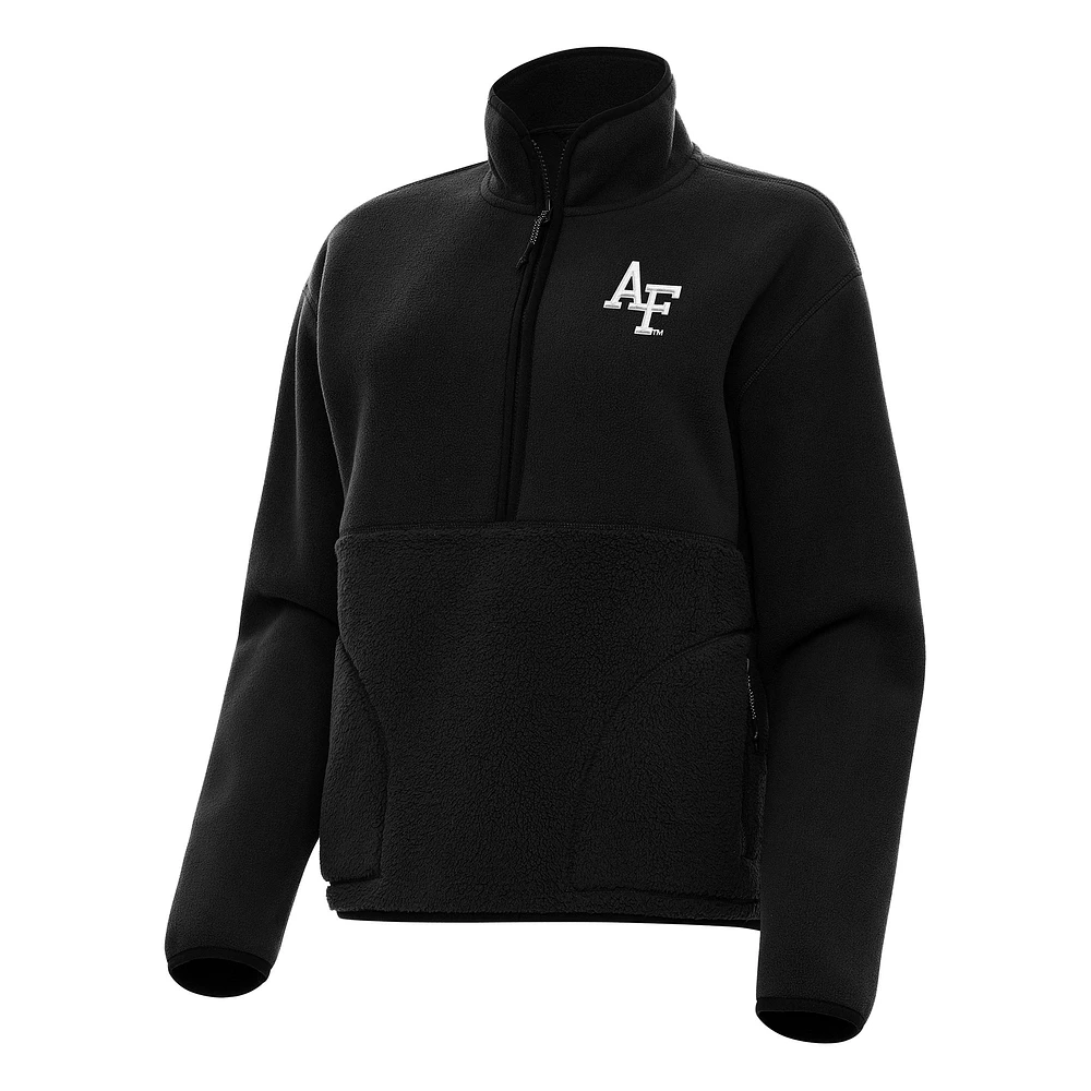 Women's Antigua Black Air Force Falcons Figure Half-Zip Pullover Sweatshirt
