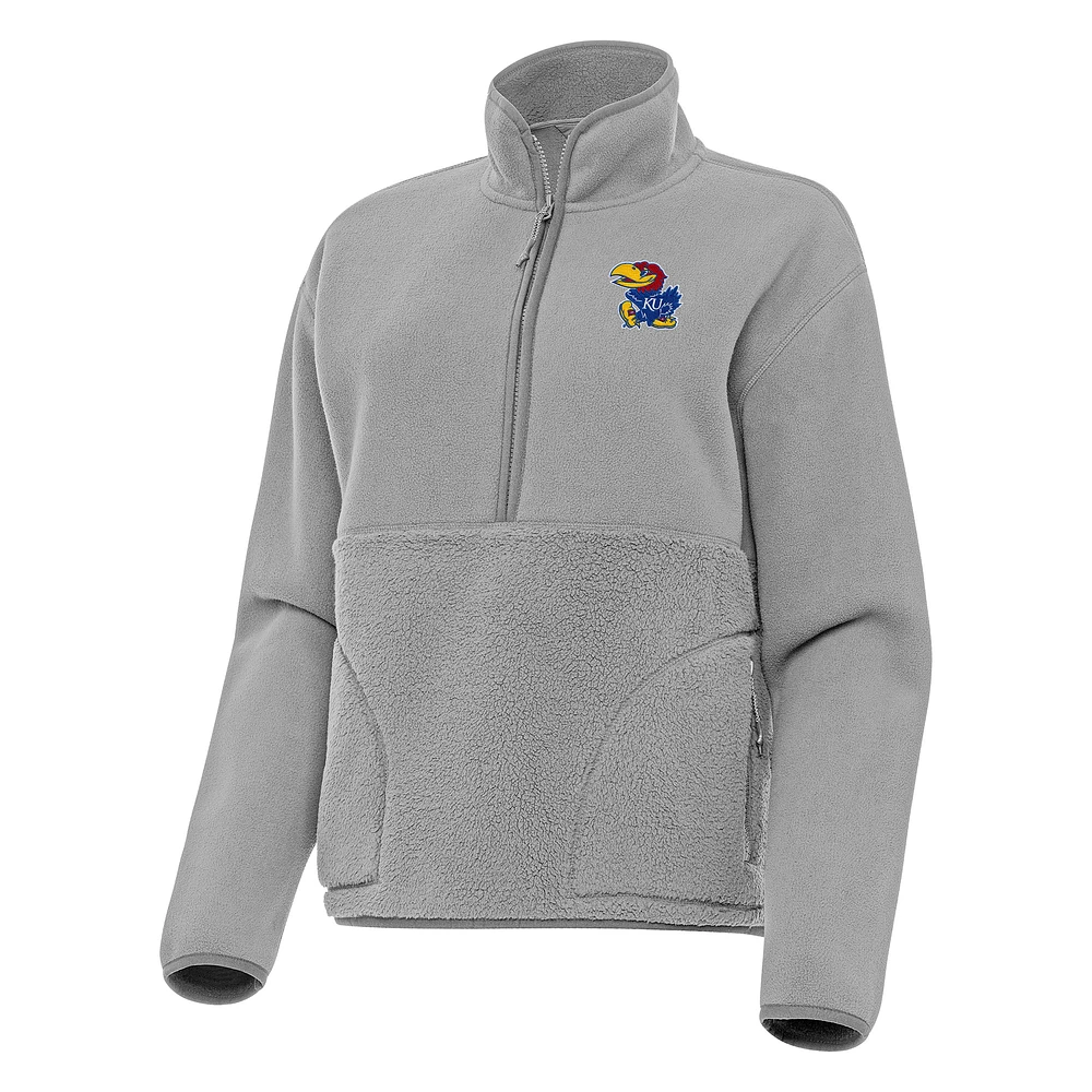 Women's Antigua Kansas Jayhawks Figure Half-Zip Pullover Sweatshirt