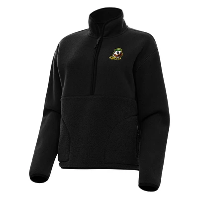 Women's Antigua Black Oregon Ducks Figure Half-Zip Pullover Sweatshirt