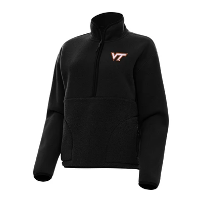 Women's Antigua Black Virginia Tech Hokies Figure Half-Zip Pullover Sweatshirt