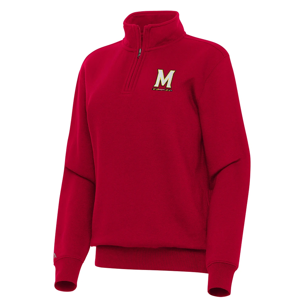 Women's Antigua Red Maryland Terrapins Victory Quarter-Zip Sweatshirt