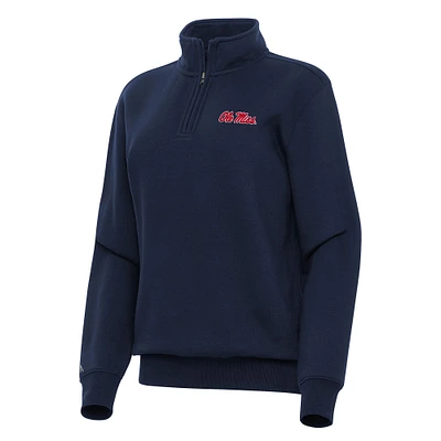 Women's Antigua Navy Ole Miss Rebels Victory Quarter-Zip Sweatshirt