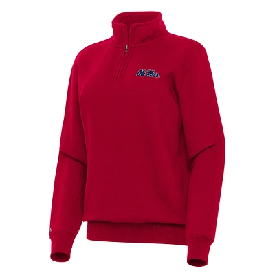 Women's Antigua Red Ole Miss Rebels Victory Quarter-Zip Sweatshirt