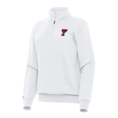 Women's Antigua White Texas Tech Red Raiders Victory Quarter-Zip Sweatshirt