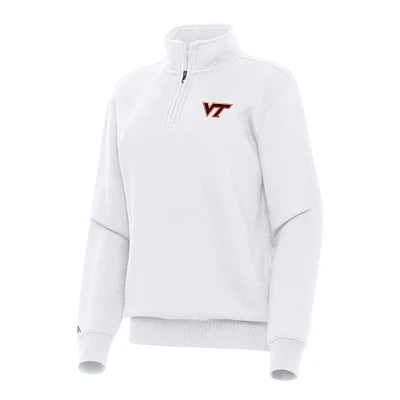 Women's Antigua White Virginia Tech Hokies Victory Quarter-Zip Sweatshirt