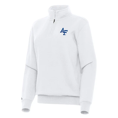 Women's Antigua White Air Force Falcons Victory Quarter-Zip Sweatshirt