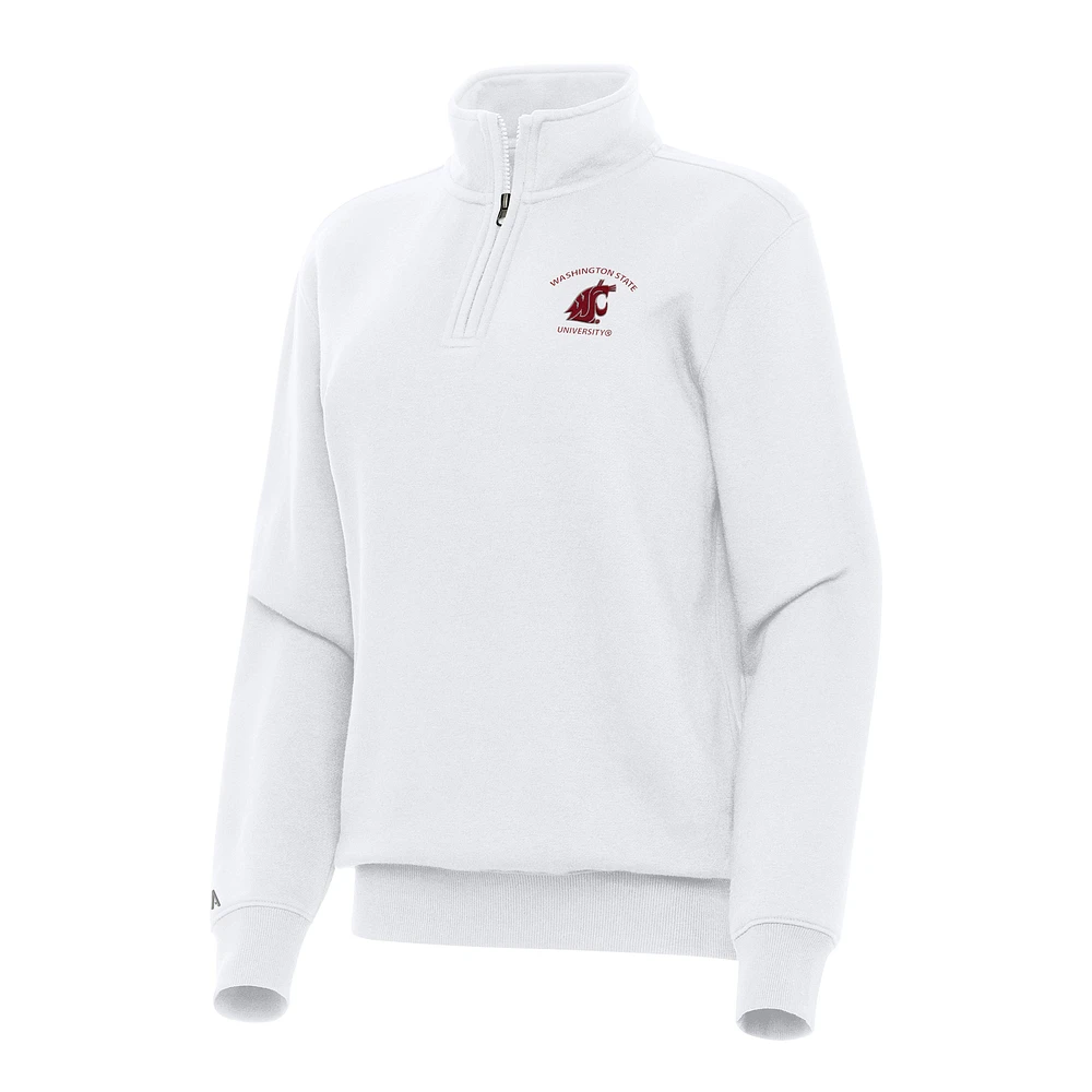 Women's Antigua White Washington State Cougars Victory Quarter-Zip Sweatshirt