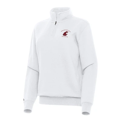 Women's Antigua White Washington State Cougars Victory Quarter-Zip Sweatshirt