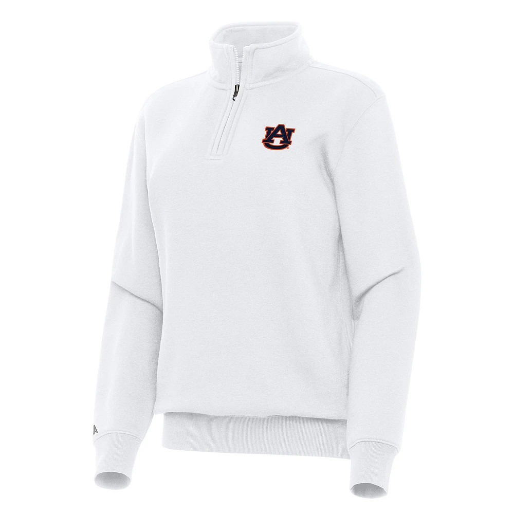 Women's Antigua White Auburn Tigers Victory Quarter-Zip Sweatshirt