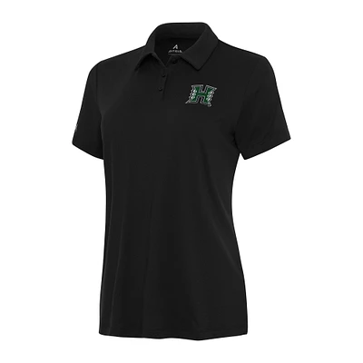 Women's Antigua Black Hawaii Rainbow Warriors Reprocess Polo