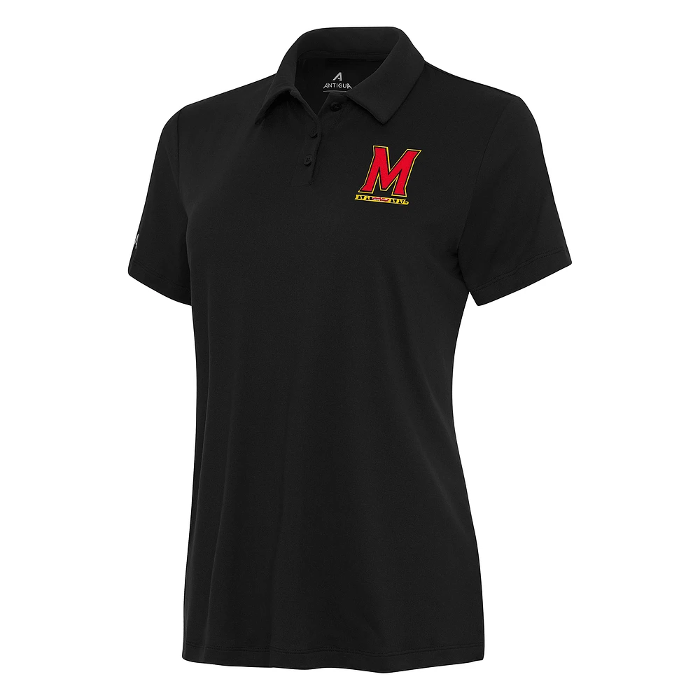 Women's Antigua Black Maryland Terrapins Reprocess Polo