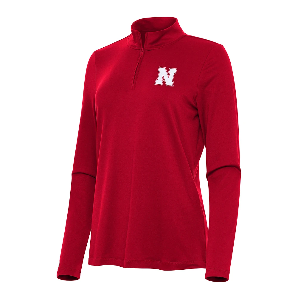 Women's Antigua Red Nebraska Huskers Reprocess Quarter-Zip Top