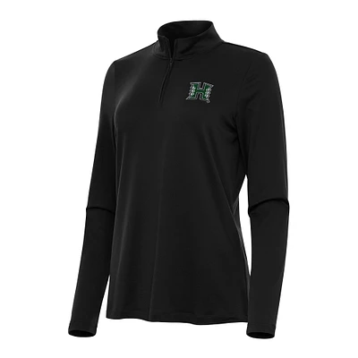 Women's Antigua Black Hawaii Rainbow Warriors Reprocess Quarter-Zip Top