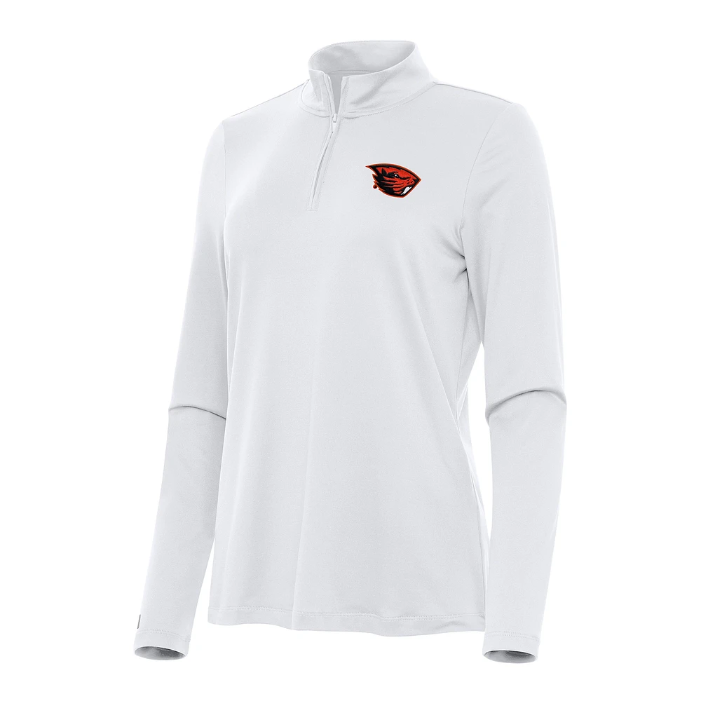 Women's Antigua White Oregon State Beavers Reprocess Quarter-Zip Top