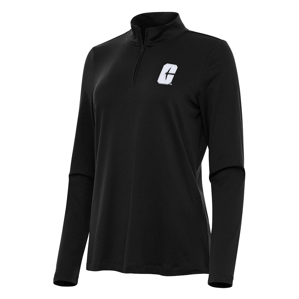 Women's Antigua Black Charlotte 49ers Reprocess Quarter-Zip Top