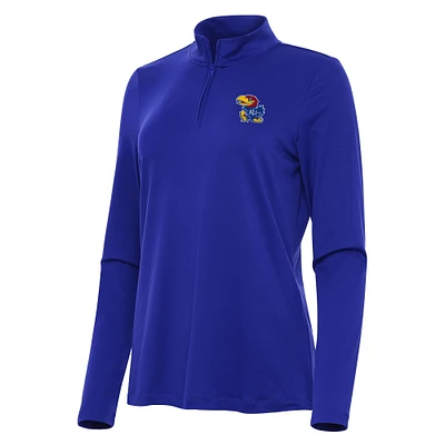Women's Antigua Royal Kansas Jayhawks Reprocess Quarter-Zip Top