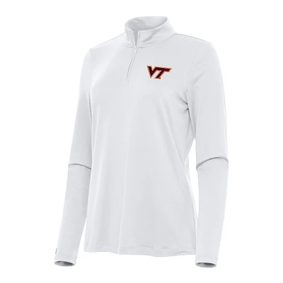 Women's Antigua White Virginia Tech Hokies Reprocess Quarter-Zip Top