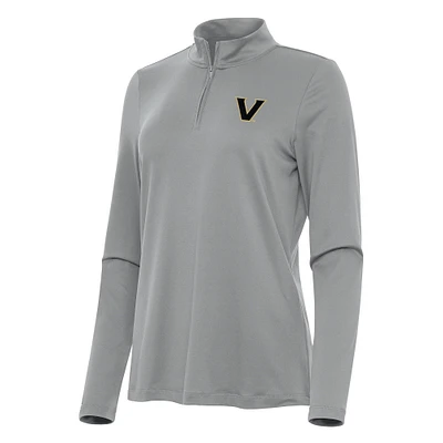 Women's Antigua Gray Vanderbilt Commodores Reprocess Quarter-Zip Top