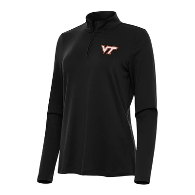 Women's Antigua Black Virginia Tech Hokies Reprocess Quarter-Zip Top
