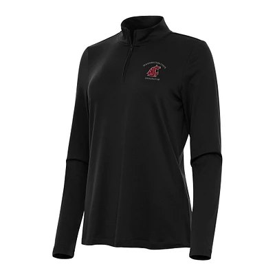 Women's Antigua Black Washington State Cougars Reprocess Quarter-Zip Top