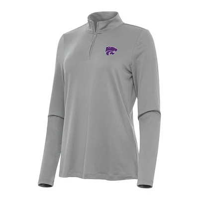 Women's Antigua Gray Kansas State Wildcats Reprocess Quarter-Zip Top