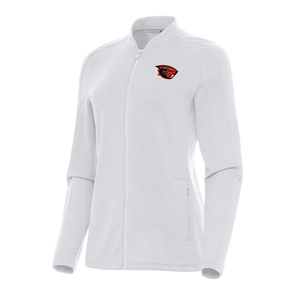 Women's Antigua White Oregon State Beavers Continual Full-Zip Jacket