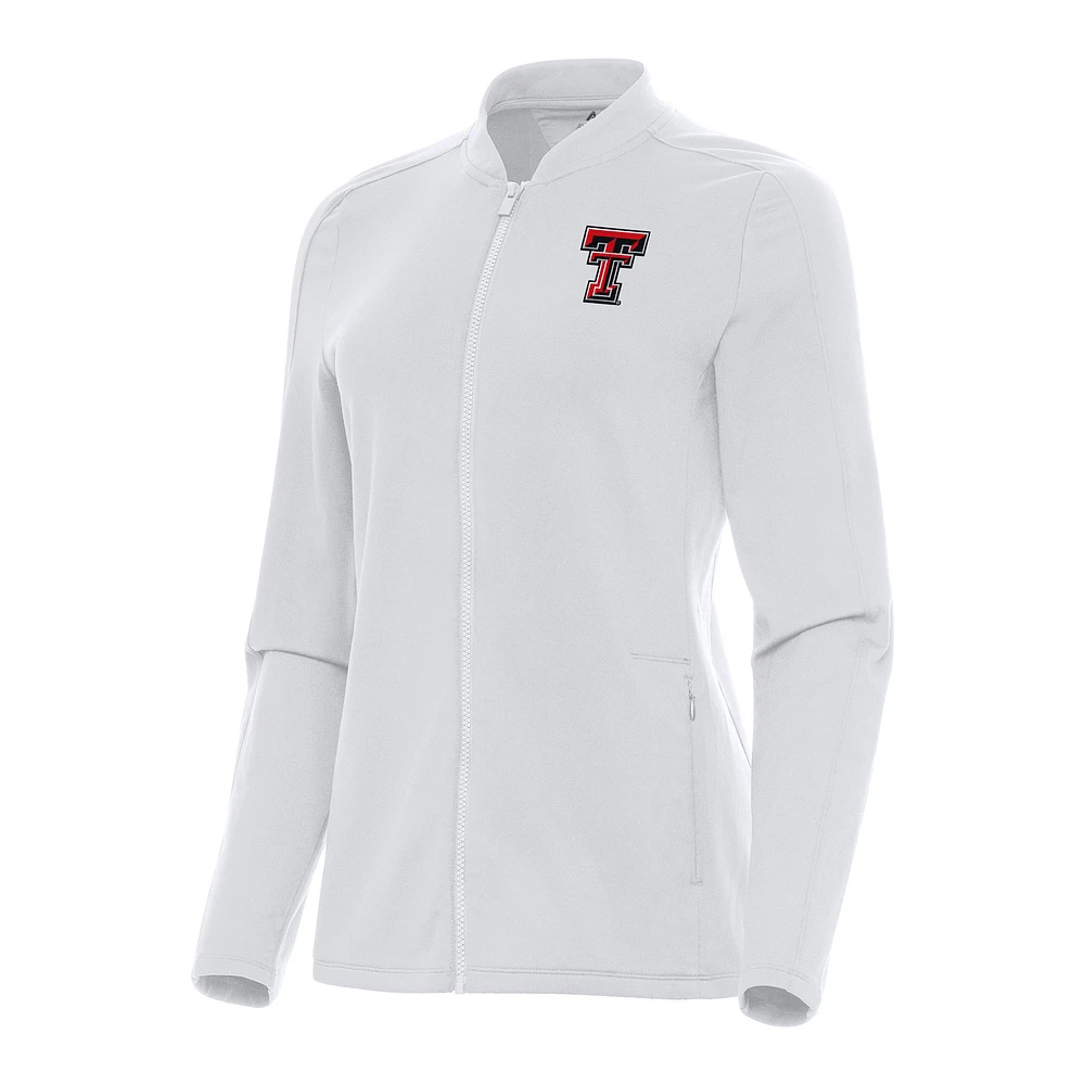 Women's Antigua White Texas Tech Red Raiders Continual Full-Zip Jacket