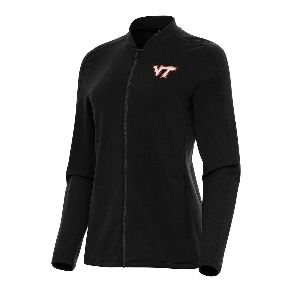 Women's Antigua Black Virginia Tech Hokies Continual Full-Zip Jacket