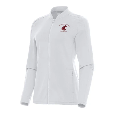 Women's Antigua White Washington State Cougars Continual Full-Zip Jacket