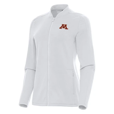 Women's Antigua White Minnesota Golden Gophers Continual Full-Zip Jacket
