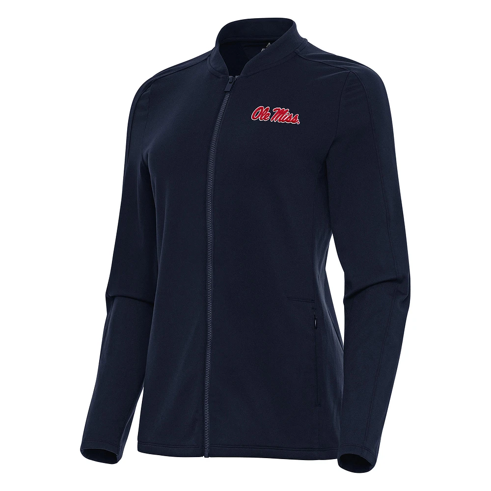 Women's Antigua Navy Ole Miss Rebels Continual Full-Zip Jacket