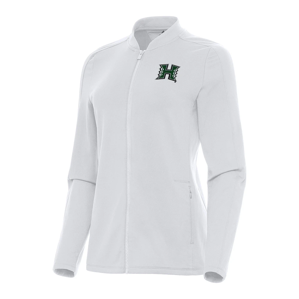 Women's Antigua White Hawaii Rainbow Warriors Continual Full-Zip Jacket