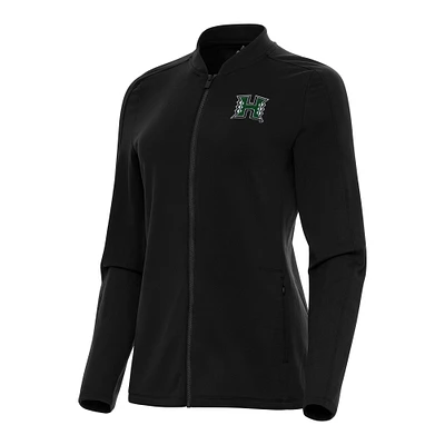 Women's Antigua Black Hawaii Rainbow Warriors Continual Full-Zip Jacket